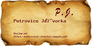 Petrovics Jávorka névjegykártya